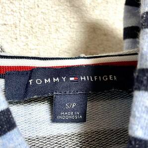 トミーヒルフィガー TOMMY HILFIGER ハーフジップ半袖パーカー ボーダープルオーバー ブルー レディース サイズS/P ＊24の画像2