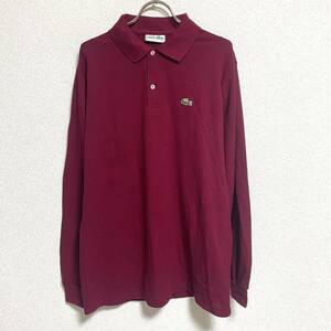 CHEMESE LACOSTEシュミーズラコステ 長袖ポロシャツ ワインレッド ボルドー サイズ16 メンズM〜L相当 ＊24