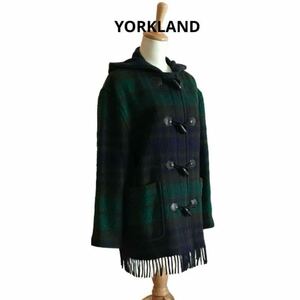 【YORKLAND】 フリンジ　チェック ダッフルコート