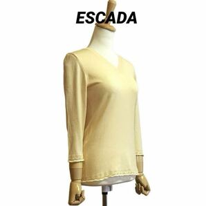 ESCADA カシミヤシルク素材 7分袖丈 Vネックニットの画像1