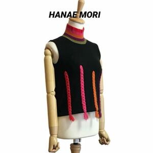 HANAE MORI カシミヤ100％ ハイネック ノースリーブニット