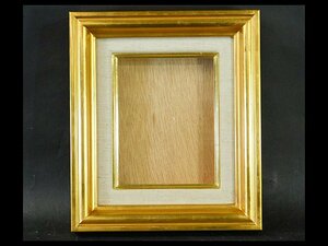 空額 額縁 木製 金彩(ゴールド)油彩額 F0号 ガラス面 専用紙箱 中古品 OK4897