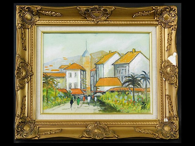 Imateru Matsumori Monaco City of Nice Landscape Painting Size 6 Oil Painting on Canvas Framed OK4955, painting, oil painting, Nature, Landscape painting