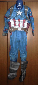 CAPTAIN AMERICA キャプテン アメリカ コスプレスーツ マスク ベルト ブーツ付 XL-XXL相当 USED美品/アベンジャーズAVENGERSマーベルMARVEL