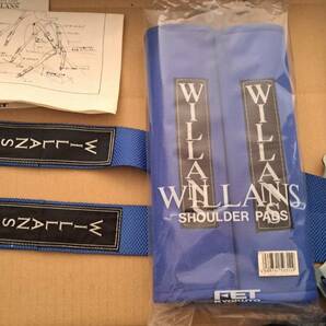 未使用品 FET 1990年 WILLANS ウィランズ カムロック 4点式 シートベルト 青 2インチ 右用 パッド ボルト 板 付き(検 レーシング ハーネス の画像7