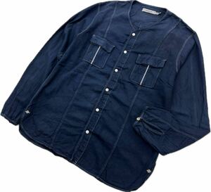 nonnative ☆ コットン 製品染め 風合い◎ ネイビー ノーカラー デザイン シャツ 長袖 2 シティー 大人カジュアル ノンネイティブ ■S2970