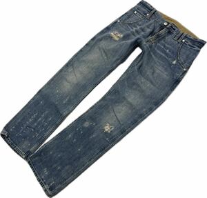 Levi's ☆ 514 ダメージ加工◎ デニムパンツ ライトブルー ジーンズ W32 アメカジ ストリート ロック グランジ 古着 リーバイス■Ja7165