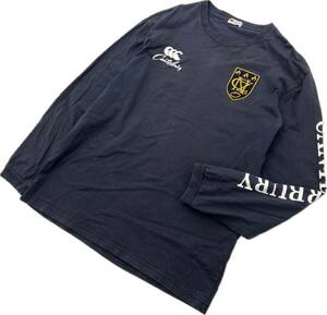 Canterbury ☆ ワッペン ロゴ 長袖 Tシャツ ロンT ネイビー 3L ラグビー スポーツ 休日 ストリート アメカジ 古着 カンタベリー■BC288