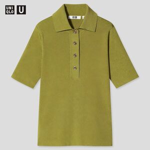 667　未使用保管品　ビスコースブレンドニットポロシャツ（半袖）　トップス きれいめ 半袖 ポロシャツ 半袖シャツ シンプル S