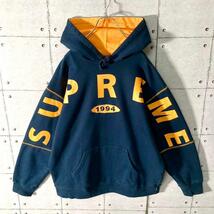 シュプリーム Supreme スプレッド Spread アーチロゴ オーバープリント スウェット パーカー 紺 ネイビー L　5978_画像2