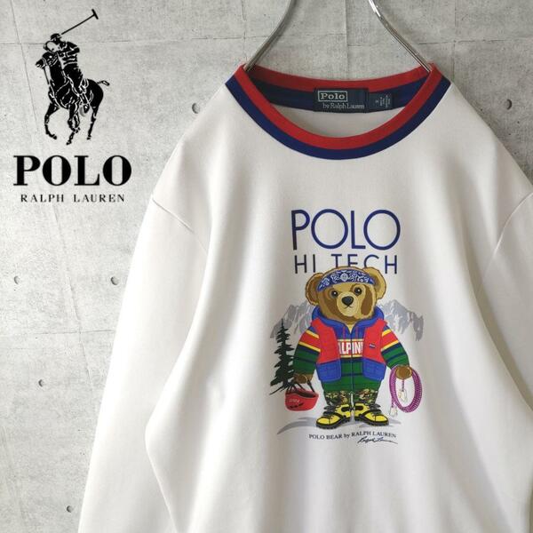 ポロバイラルフローレン POLO RALPH LAUREN ポロベア ポロベアー HI TECK リンガー スウェット 白 ホワイト M　6190