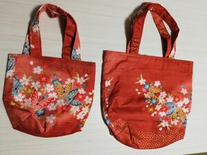 ハンドメイド 花柄 手提げバッグ　2点セット　まとめ売り