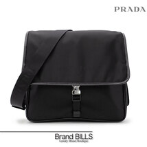 未使用品 PRADA プラダ ショルダーバッグ メッセンジャーバッグ 2DV166 テスート サフィアーノ ブラック シルバー金具 トライアングルロゴ_画像1