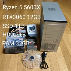 自作ゲーミングPC RTX3060 VRAM12GB Windows11pro Ryzen5 5600x 32GBメモリ 1TB