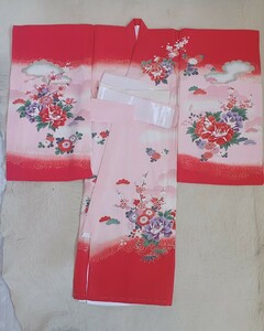 C351 не использовался кимоно девочка праздник . надеты .. три . долгосрочное хранение. ... первый надеты производство надеты сделано в Японии 