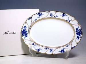 K02070【NORITAKE ノリタケ】ダイヤモンドコレクション ANTIQUITY アンティクティ オーバルプラター 36cm プレート 大皿 盛り皿 共箱