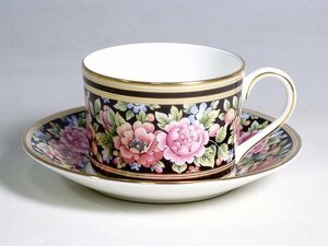 K02033【WEDGWOOD ウェッジウッド】CLIO クリオ カップ＆ソーサー 1客 碗皿 旧刻印 黒壺