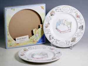 K02149【WEDGEWOOD ウェッジウッド】PETER RABBIT ピーターラビット ケーキプレート 2枚 25cm 皿 共箱