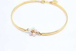 [KI08] Currage Pearl Flower Braglet Bracelet Bracelet Gold Color [доставка по всей стране 185 иен]