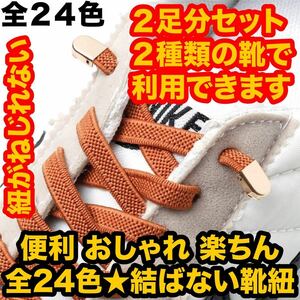 ２足分セット(４本)伸びる 結ばない靴ひも 靴紐 ゴム ストッパー スニーカー 簡単 解けない 楽ちん 伸びる 便利 24色3