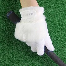 即配 GOLF ゴルフ 両手用 レディース フェイクファー グローブ 手袋 防寒 手袋 ウェア ピンク ブラック ホワイト ふわふわ_画像7