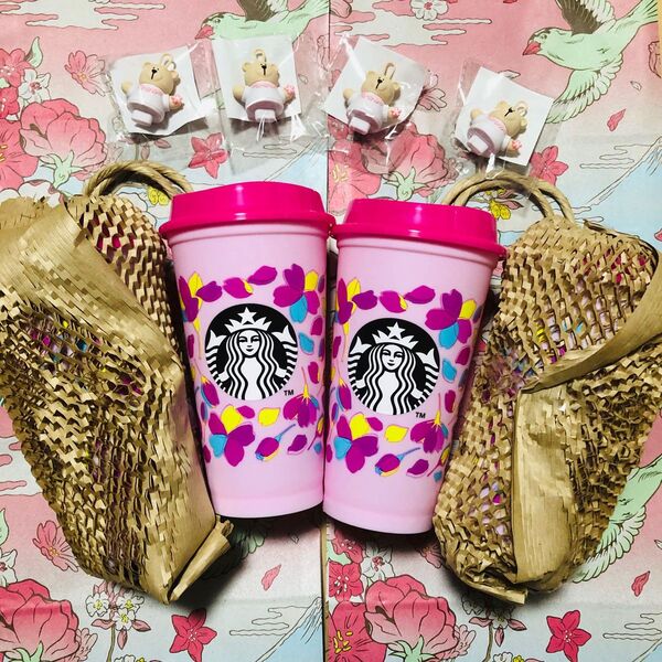 4個セット Starbucks スタバ 2024 さくら カラーチェンジングリユーザブルカップ ベアリスタ スターバックス 桜