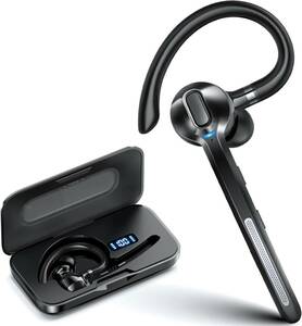 Bluetooth イヤホン 片耳イヤホン 150超長待受時間 500mAh充電ケース付 AAC対応 LEDバッテリー残量ディスプレイ デュアルマイク 