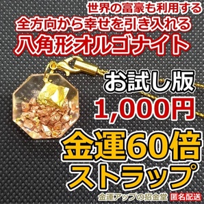 【数量限定お試し版】金運風水八角形オルゴナイト 金運60倍ストラップ22mm【金運アップの招金堂】ピアス・最強金運アップ・金運祈願／2004の画像1