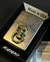 ★USA直輸入 ZIPPO スカル 骸骨 髑髏 ドクロ ジッポー メタル 貼り ライター 喫煙具 bv823_画像3