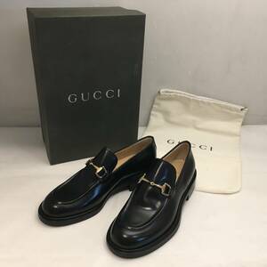 ■GUCCI グッチ ビットローファー コードバン 表記サイズ36.5 日本サイズ23cm相当 革靴 ブラック 黒 収納袋 外箱 あまり使用感なし■