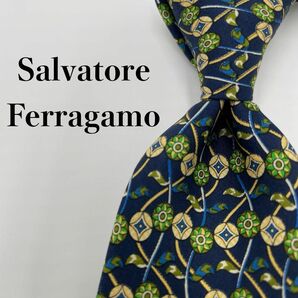 【極美品】Salvatore Ferragamo サルバトーレフェラガモ　ネクタイ パターン柄