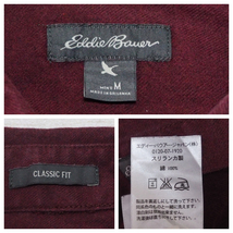 ☆送料無料☆ Eddie Bauer エディーバウアー 古着 長袖 胸ポケット付き ボタンダウン シャツ メンズ M ワインレッド トップス 中古 即決_画像7