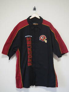 ☆送料無料☆ NFL USA直輸入 古着 半袖 WASHINGTON REDSKINS ワシントン・レッドスキンズ シャツ メンズ 3XL スナップボタン 中古 トップス