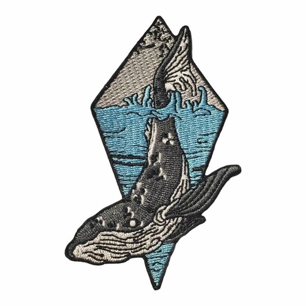 Ｋ-3【 アイロンワッペン 】 クジラ 鯨 ホエール 海 【 刺繍ワッペン 】patch パッチ アイロンワッペン 刺繍 