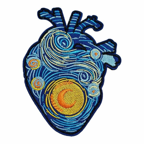 Z-11【 アイロンワッペン 】 臓器 心臓 アート art 芸術 絵画 【 刺繍ワッペン 】 アップリケ ワッペンpatch 