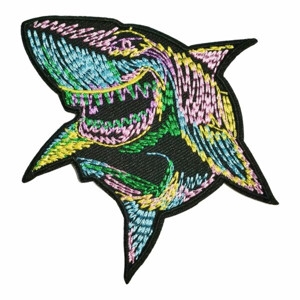 K-13【 アイロンワッペン 】 鮫 サメ シャーク SHARK 【 刺繍ワッペン 】 アイロンワッペン パッチ patch