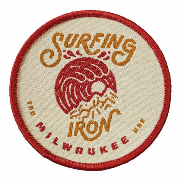 N-14【 縫い付けワッペン 】 刺繍ワッペン アップリケ リメイク 海 波 Sea wave surfing サーフィン