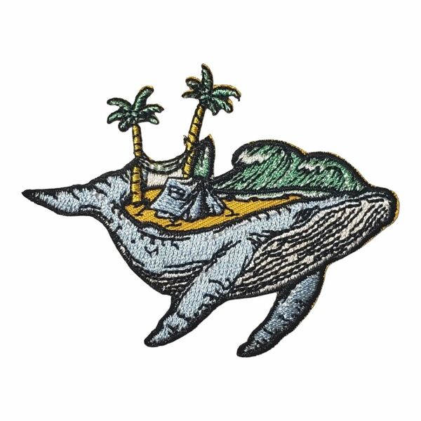 K-5【 アイロンワッペン 】 鯨 クジラ ホエール Whale テント キャンプ camp 【 刺繍ワッペン 】 刺繍ワッペン