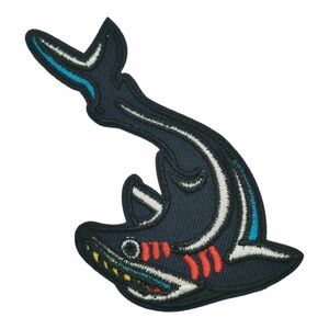 K-17【 アイロンワッペン 】 鮫 サメ シャーク SHARK タトゥー tattoopatch パッチ 【 刺繍ワッペン 】