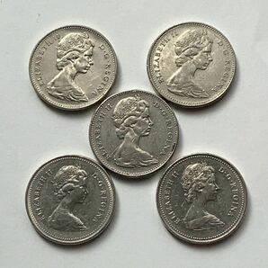 【希少品セール】カナダ エリザベス女王肖像デザイン 5セント硬貨 1968年 1975年 1978年〜1980年 年号違い 5枚まとめての画像2