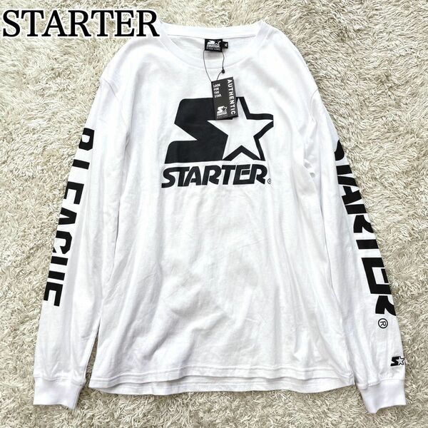 STARTER スターター 長袖 ロンT ビッグ ロゴ プリント XL 白 Tシャツ