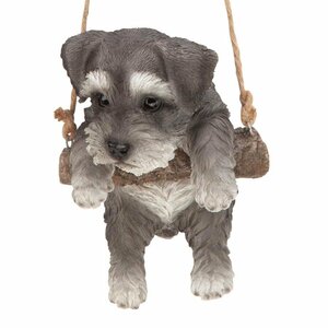 止まり木に止まったミニチュアシュナウザーの子犬彫像吊り下げ犬彫刻動物アート工芸インテリア彫刻贈り物輸入品