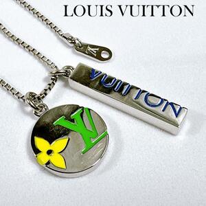 LOUIS VUITTON Louis Vuitton новый продукт подвеска монограмма Play колье M01185 серебряный эмаль желтый зеленый 