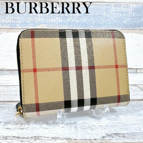 BURBERRY バーバリー コインケース ラウンドファスナー 財布 カードケース 8058017 ラウンドジップ ヴィンテージチェック ウォレット