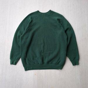 90s FRUIT OF THE LOOM アメリカ製 無地 緑 スウェットXL フルーツオブザルーム PLAIN RAGLAN SLEEVE SWEATSHIRT 古着卸 MADE IN USA