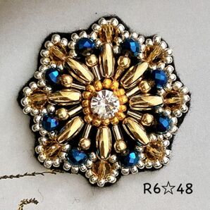 R6☆48ビーズ刺繍ハンドメイドヘアゴム