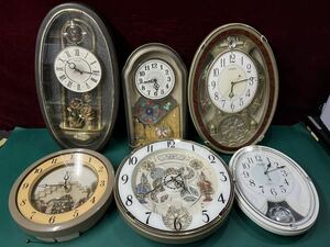 リズム時計 Small World 4MN490RH/4MN528RH/4MH705、SEIKO RE506B/RH502G、CITIZEN 4MN484-0 からくり時計　掛け時計 計6台 まとめ (170s)