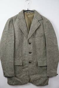 X335/harris tweed/ハリスツイード/ウールジャケット/ブレザー/オールド/テーラード/S相当/メンズ