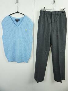 X45/polo/jpress/ベスト/ウールパンツ/ベストM(10-12) パンツ150A/2点セット/キッズ/スクールウェア/男の子