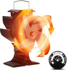  black 4 blade Signstek stove fan wood stove fan kerosine stove fan eko stove fan small size camp for 